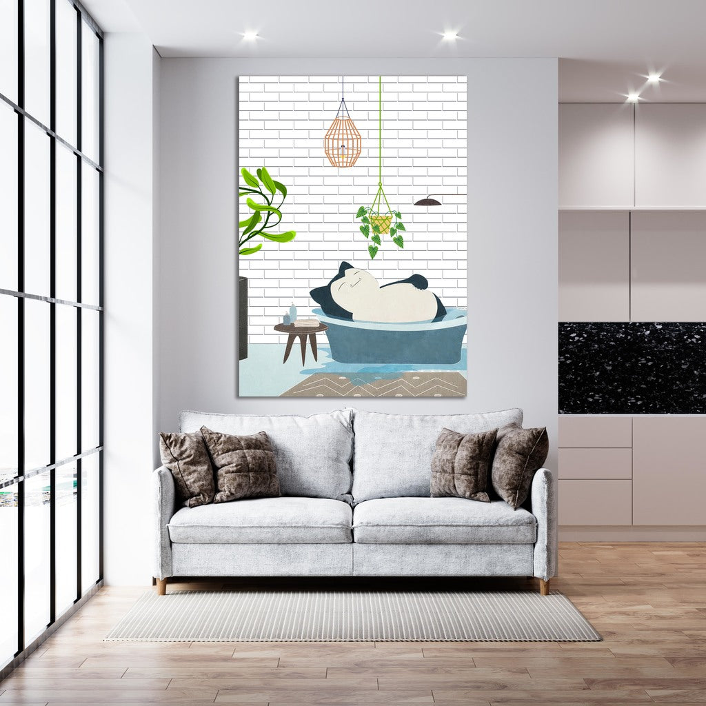 Snorlax in a Tub - Canvas