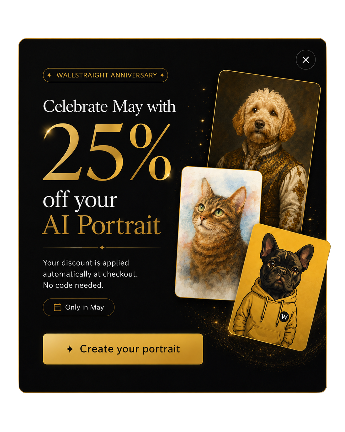 Wallstraight Anniversary — 25% off your AI Portrait