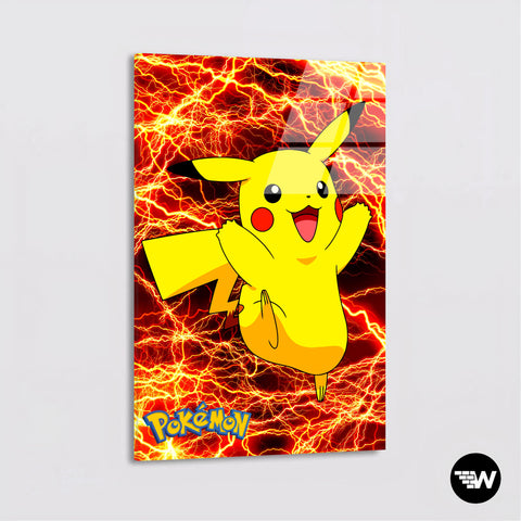 Red Lightning Pikachu - Pokemon - Glass