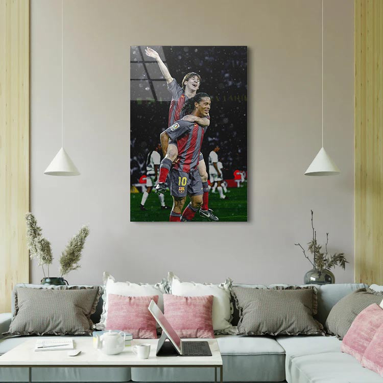 Messi and Ronaldinho - Soccer - Glass
