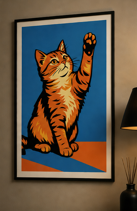 Ingelijste poster aan de muur